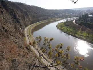 Řeka Vltava, výhled ze Zvolské homole, panorama