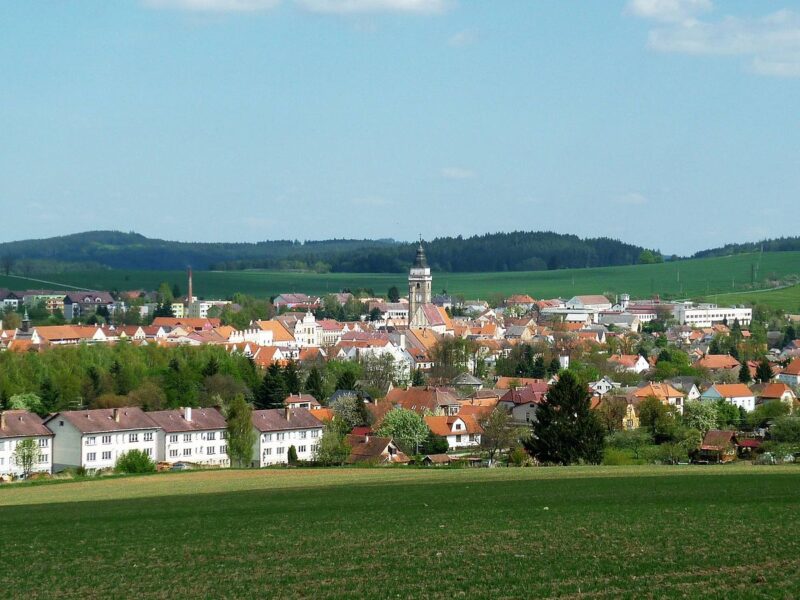 Pohled na Slavonice z výšky|