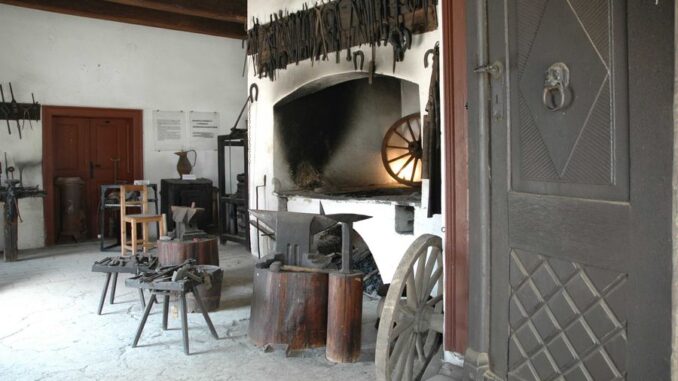 Kovářská dílna v kovárně v Těšanech. Zdroj foto: Technické muzeum v Brně