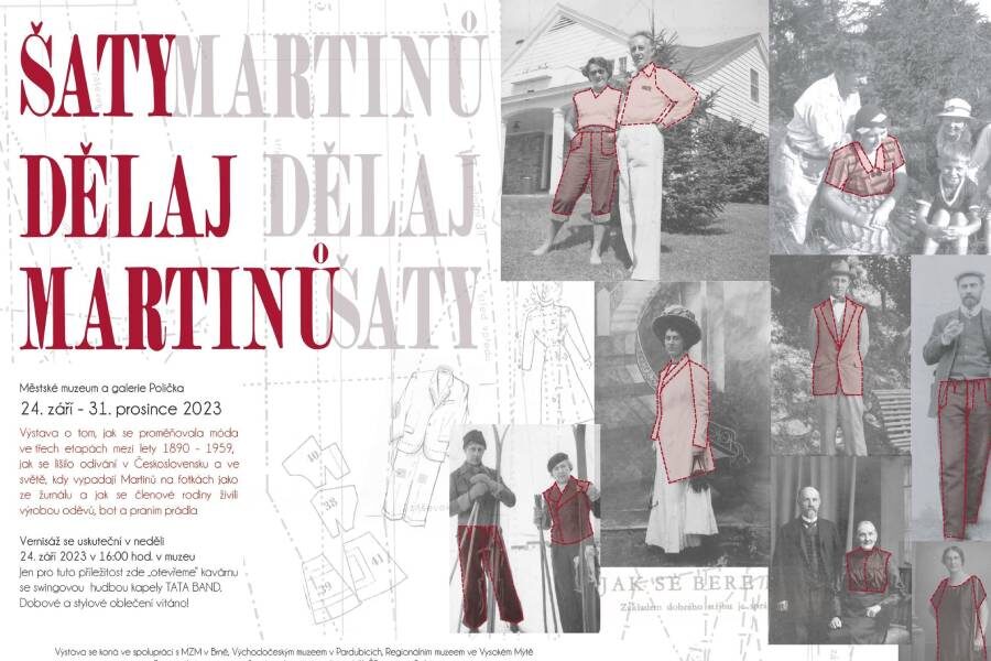 Plakát k výstavě Šaty dělaj Martinů