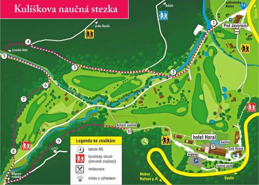 Mapa Kulíškovy naučné stezky v Beskydech. Zdroj foto: Resort Valachy