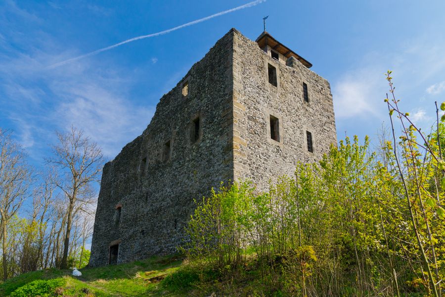 Zřícenina hradu Kamenice (Zámecký vrch) v Ústeckém kraji. Zdroj: Shutterstock.com/426427744/Jan Pasler