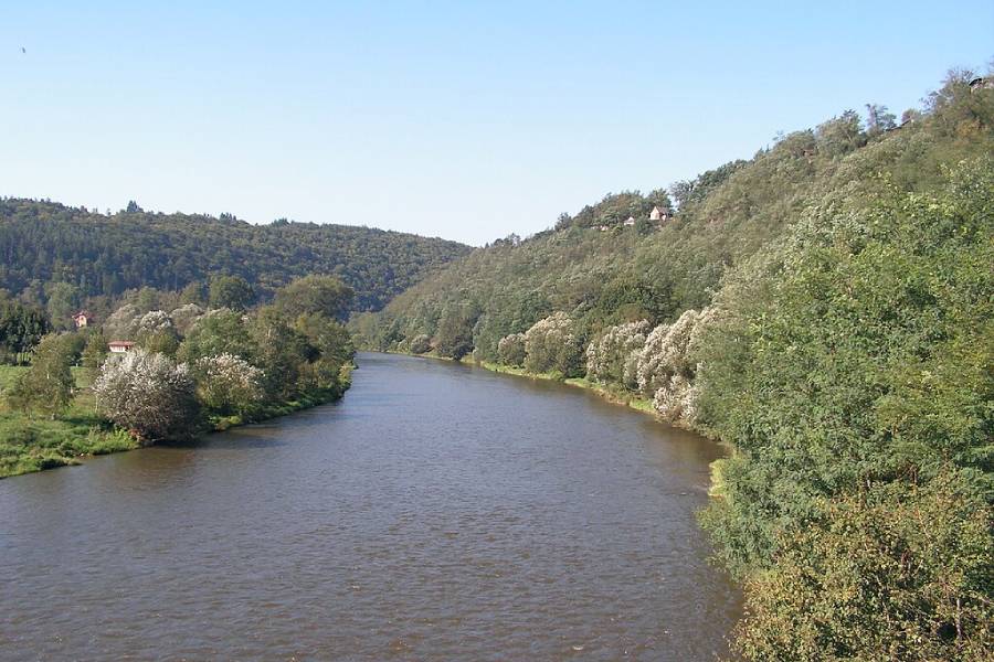 Sázava v Pikovicích. Foto: JirkaSv, veřejná doména, Wikimedia Commons