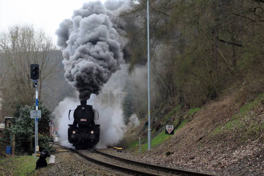 Parní vlak v Davli. Foto: Míra Hrůša - Hruška. Zdroj: FB skupina Můj železniční svět