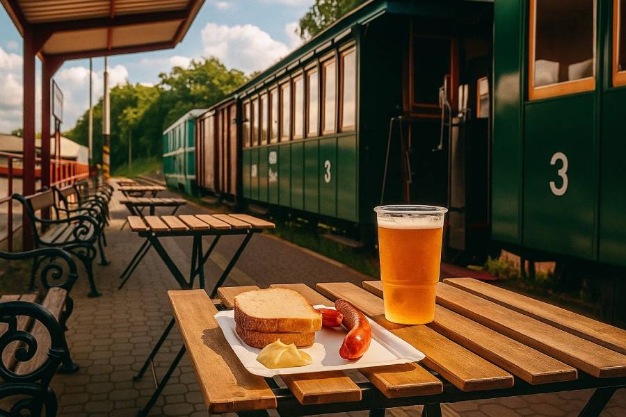 Na úzkokolejném nádraží v Jindřichově Hradci najdete stylový historický bufetový vůz. Zdroj: Jindřichohradecké místní dráhy, a.s.