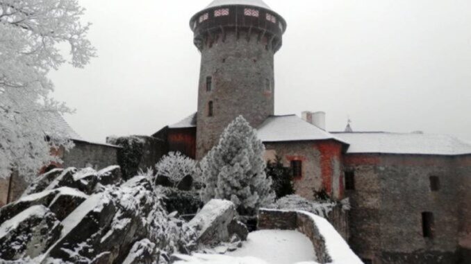 Hrad Sovinec v zimě. Zdroj: Muzeum Bruntál